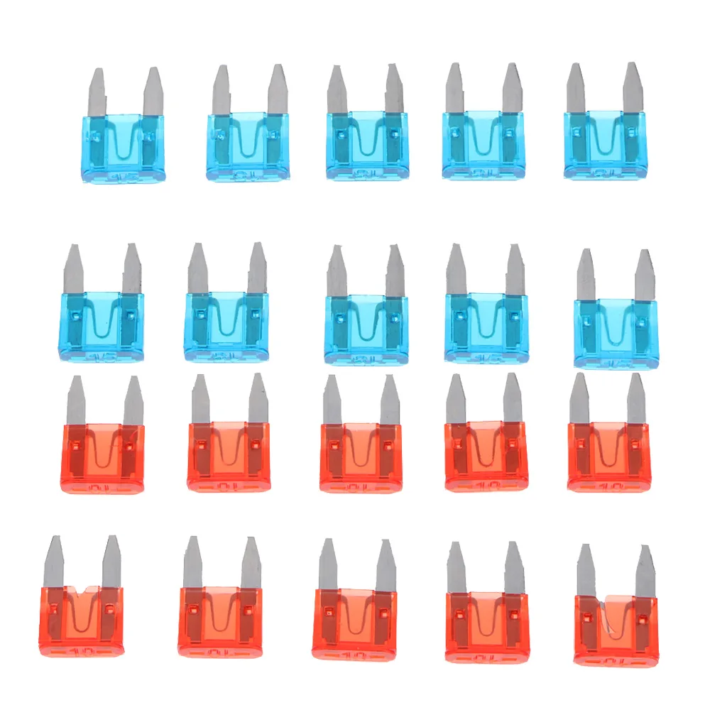 20X 10A 15A Mini Fuse Blade Fuse Assortment For Car Boat Truck SUV Assorted