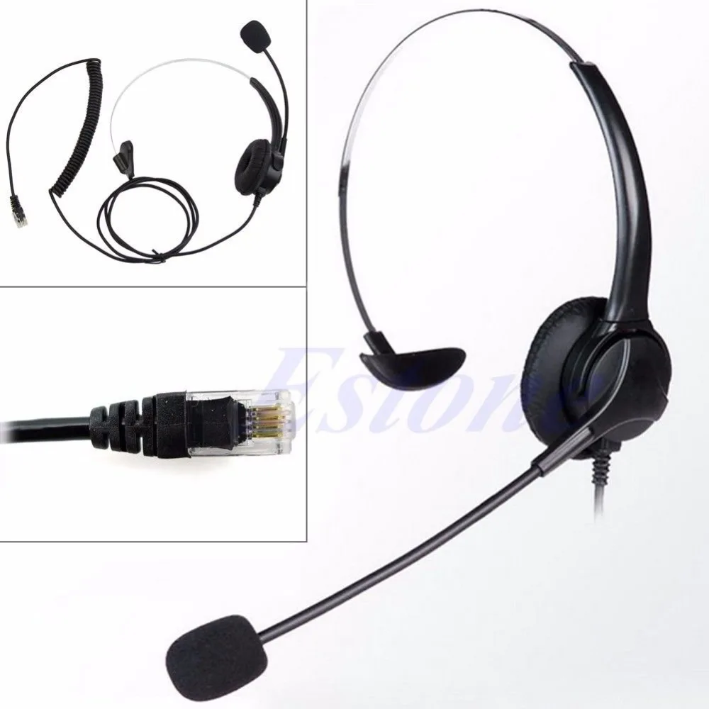4 Pin RJ11 Corded Telephone Headset Call Center Operator Monaural Headphone