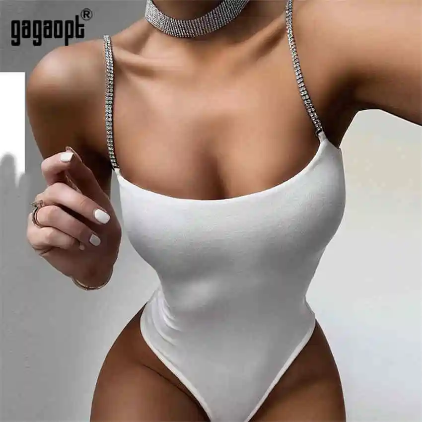 Gagaopt Diamond Straps Fashion Sexy Bodysuits Women Tops Club Party Backless Bodysuit Romper Female Basic Solid Summer Gagaopt Diamond Straps Fashion Sexy Bodysuits Women Tops Club Party Backless Bodysuit Romper Female Basic Solid Summer