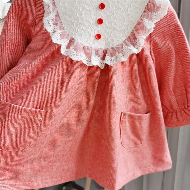 Новое поступление, осенне-зимнее плотное теплое флисовое платье с длинными рукавами для девочек модные детские платья