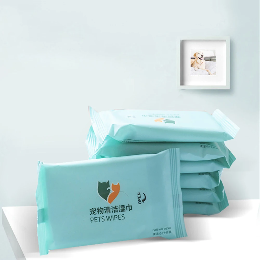 10pc Pet Eyes Wet Wipes Dog Cleaning Paper Towels Cat Tear Stain Remover Gentle Non-intivating Cleaning Wipes Grooming Supplies (4)