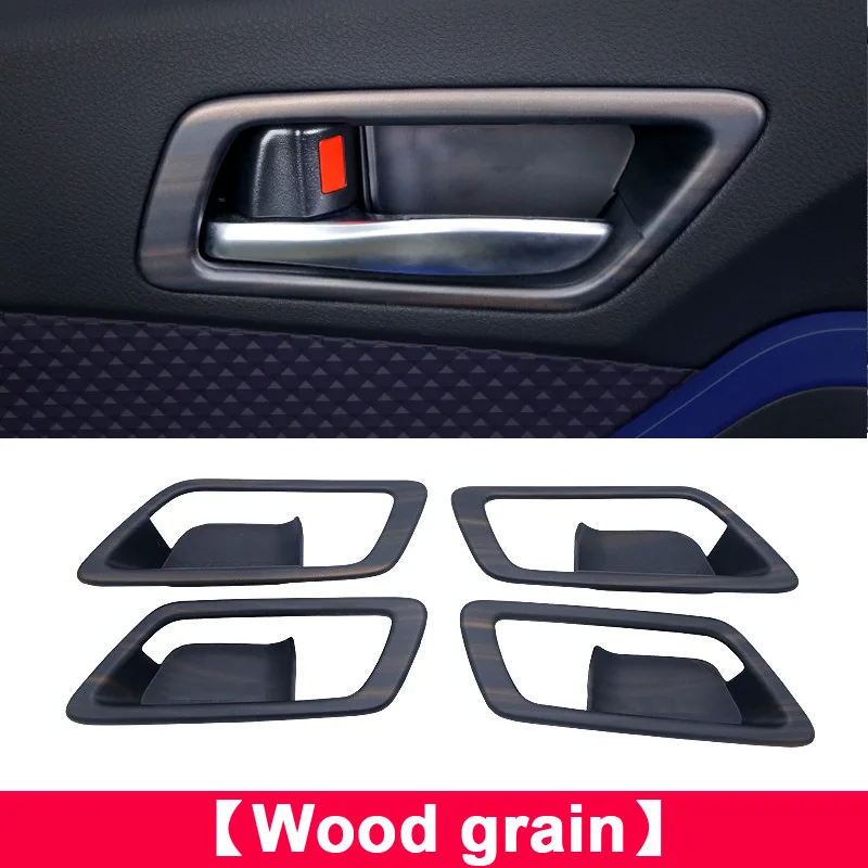 Wood grain Для Toyota C-HR CHR ABS внутренняя дверная ручка крышка чаши отделка Catch рамка профилированный материал для окантовки объемный - Название цвета: Wood grain