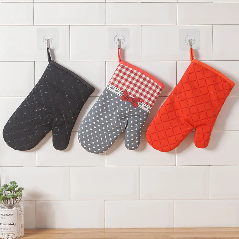 Симпатичные Нескользящие хлопковые модные кухонные перчатки для готовки