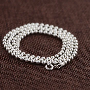 

Jewelry S925 Silver Necklace Female Models Antique Beads Chain Simple New Gift