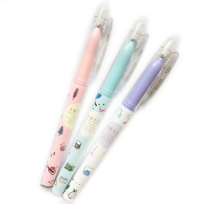 

3PCS/Lot Kawaii Cartoon Happiness Store Erasable Gel Pen School Office Supply Student Stationery Signing Pen Blue Ink 0.38mm