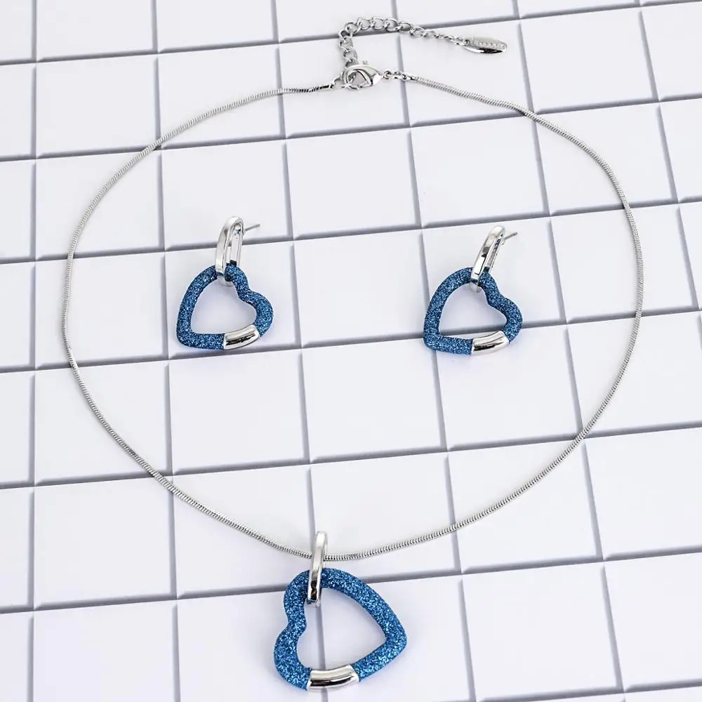 Viennois Jewelry Set For Women Rose Gold &amp Blue Color Heart Design Necklace Dangle Earrings Party 2020 | Украшения и