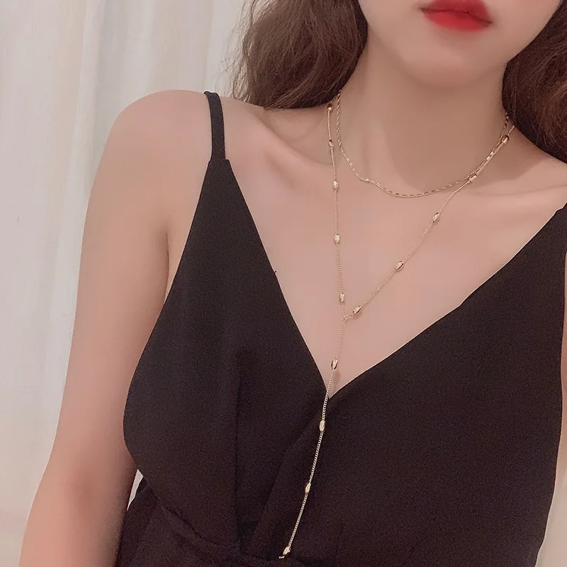 

Baroque Special Shape Pearl Multilayer Stacked Necklace Women's Japanese Korean-Style Lock Head Pendant Online Celebrity Necklac