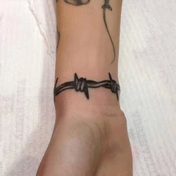 Waterproof Tattoo Stickers Wrist Thorns Wire Bracelet Body Art Fake Tattoos Men Women Cool Personality Black Temporary Tattoos
