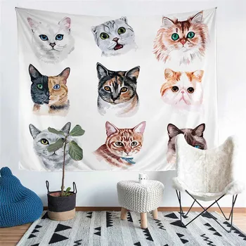 

HELENGILI Home Furnishing Cat Tapestry Wall Hanging Sandy Beach Picnic Throw Rug Blanket Camping Tent Sleeping Pad #YC-91