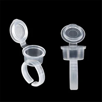 

100pcs Transparent Tattoo Ink Rings Cups Permanent Makeup Pigment Holder Eyebrow Eyelash Extension Microblading Accessories