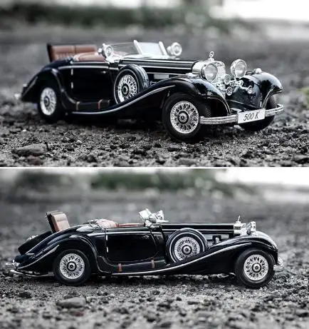 1936 500K black 1:18 Масштаб имитация сплава антикварная модель автомобиля Benz 90s 500k 280SE 300s 190SL Классическая литая под давлением винтажная модель автомобиля коллекция подарок - Цвет: 1936 500K black