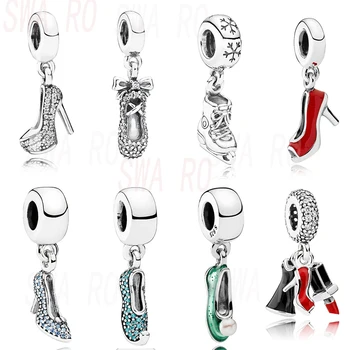 

Elegant Personality 925 Silver Pendant skirt,Green Ballet, Blue Slippers, Red High Heels Skates Ladies Fashion Jewelry Pendant