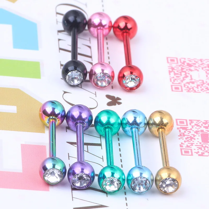 Новая мода 9 видов цветов нержавеющая сталь круглая штанга язычок кнопка кольцо