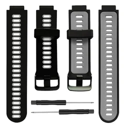 Silicone Smart Watch Band Strap - Premium Replacement Bracelet - Forerunner 735XT (BKGY)