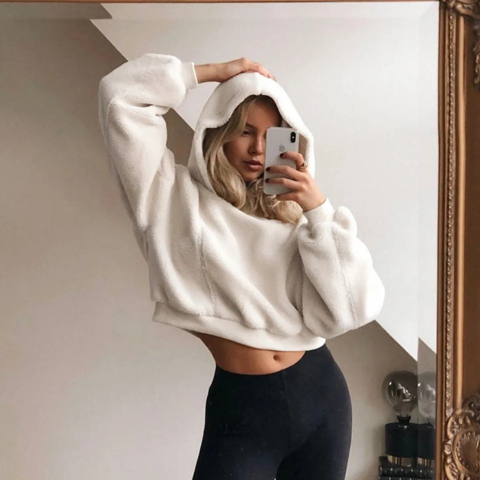 fluffy crop hoodie