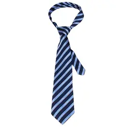 Мужской белый синий косой полосатый регулируемый галстук