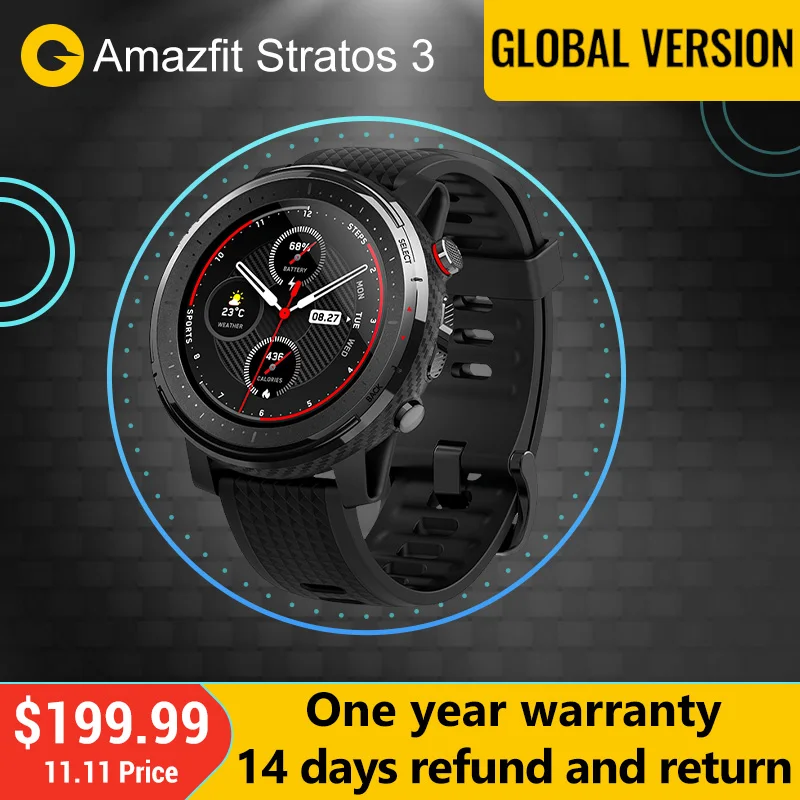 Глобальная версия Amazfit Stratos 3 умные часы спортивные gps для мужчин и женщин