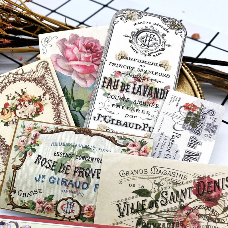 14Pcs/Pack Vintage European Floral Label Ticket Tag Sticker DIY Scrapbooking Album Junk Journal Planner Decorative Stickers afbeelding