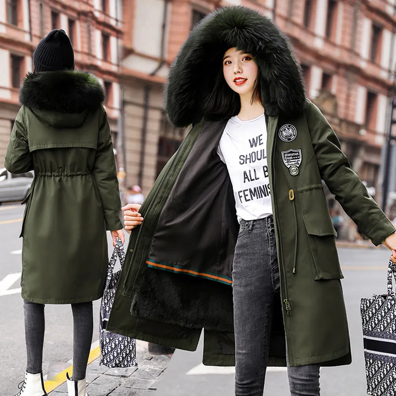 

Down Jacket Cotton-padded Clothes Women's INS Hong Kong Style Mid-length down Coat Korean-style Loose-Fit Cotton-padded Jacket P