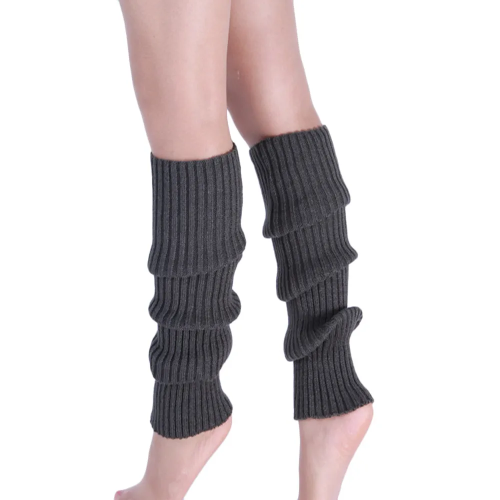 Высокие носки; гетры; Для женщин Чистый Цвет гетры теплая шерсть вязать ноги запасы зимние длинные хлопковые носки до колена для девочек