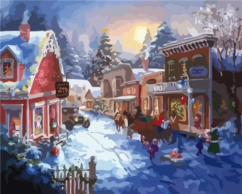 HUACAN живопись по номерам пейзажные наборы Рисование холст ручная роспись раскраска искусство рождественские картины подарок домашний декор - Цвет: SZHC1-1271