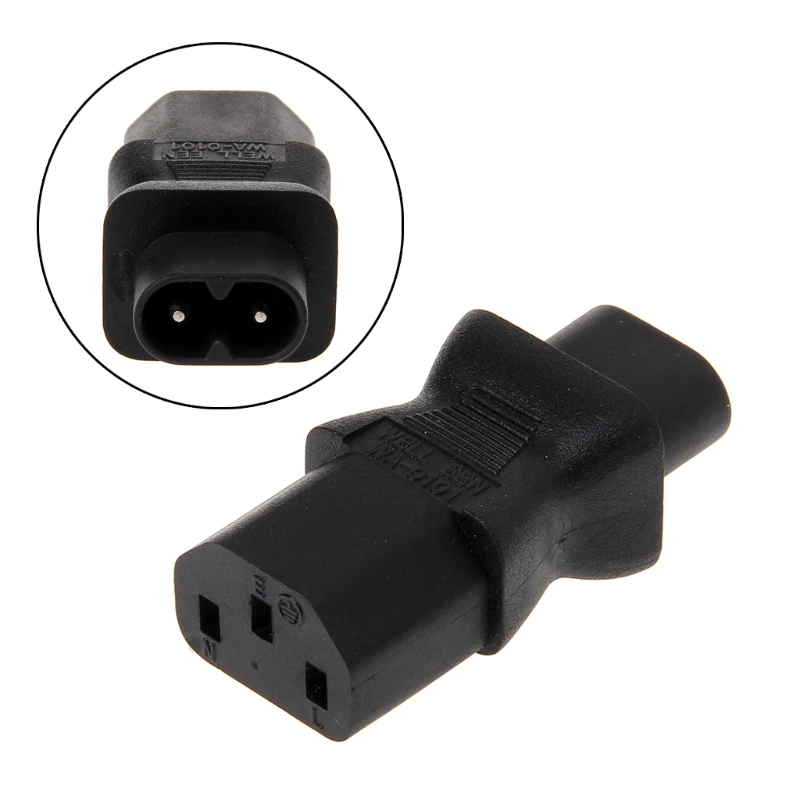 IEC 320 C13 3-контактный разъем для C8 2-контактный разъем прямой Мощность Подключите конвертер адаптер