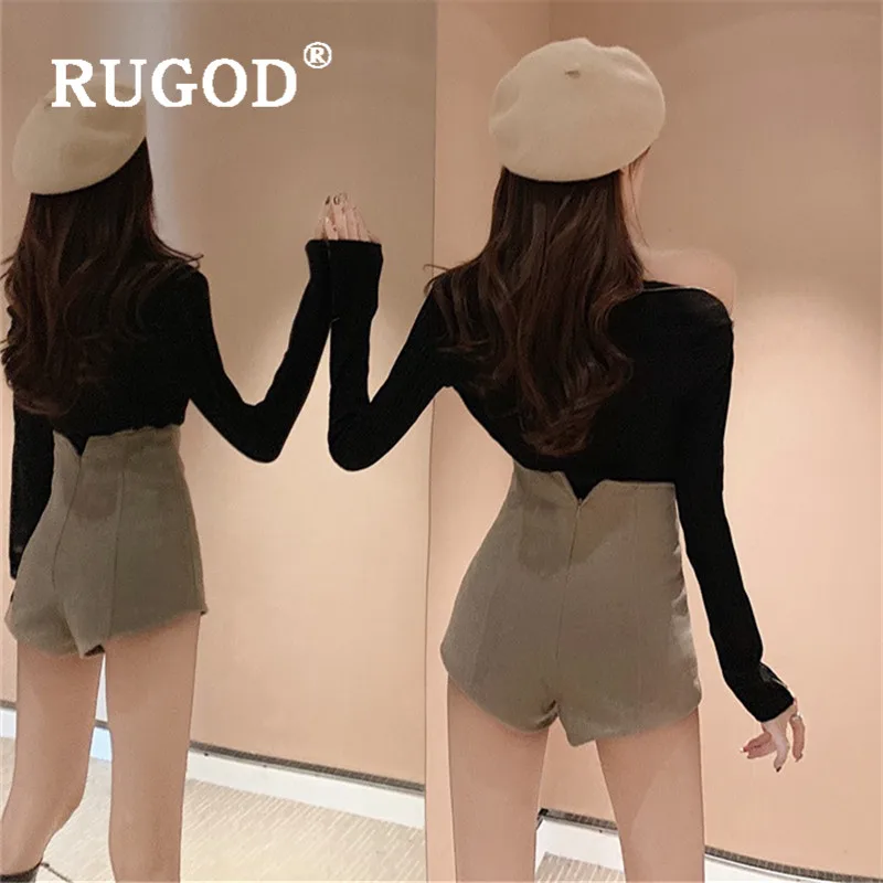 RUGOD, весенний корейский стиль, на молнии, рукав, элегантный топ, женская одежда,, одноцветные Джемперы, для девушек, на каждый день, специальный дизайн, приталенный крой