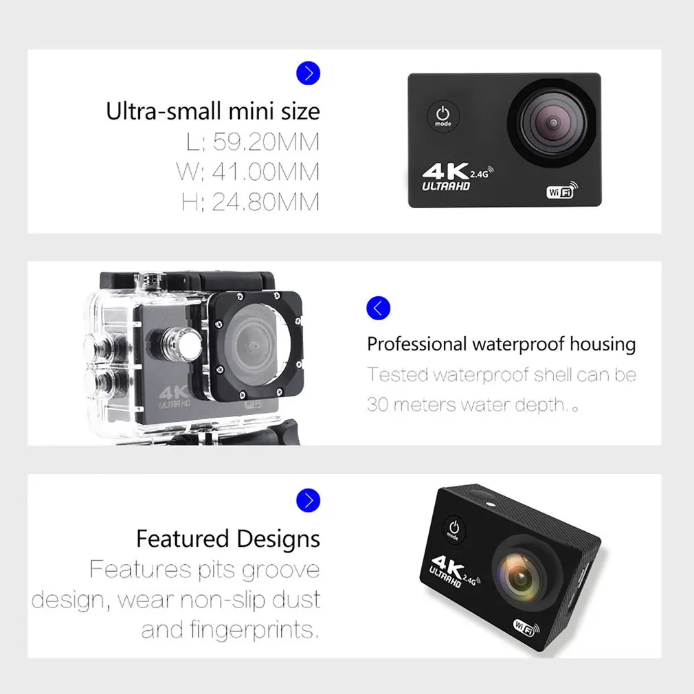 Pro Cam Спортивная экшн камера с дистанционным управлением 4k видеокамера Wifi Ultra Hd 16mp