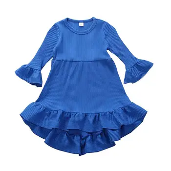 

Infant Baby Girls Ruffle Solid knitting Autumn Princess Dress Toddler Fashion Long Sleeve Dress Warm Outfits Clothes
