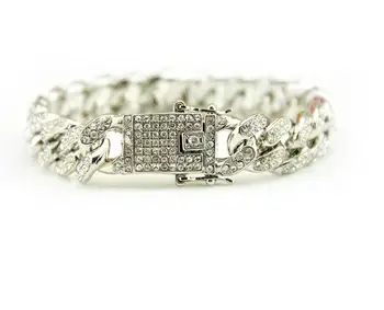 

Euro-American hip-hop bracelet Jewelry diamond-filled Cuban Bracelet hiphop men's fashion diamond-inlaid hand jewelry