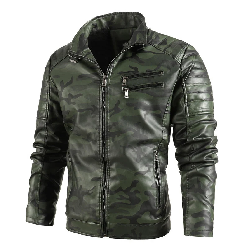 racer jacket Mountainskin Winter Mens Jacket  PU Camouflage Thick Warm Men's Motorcycle Jacket New Fashion Windproof Leather Coat Male  MT202 leather blazer men