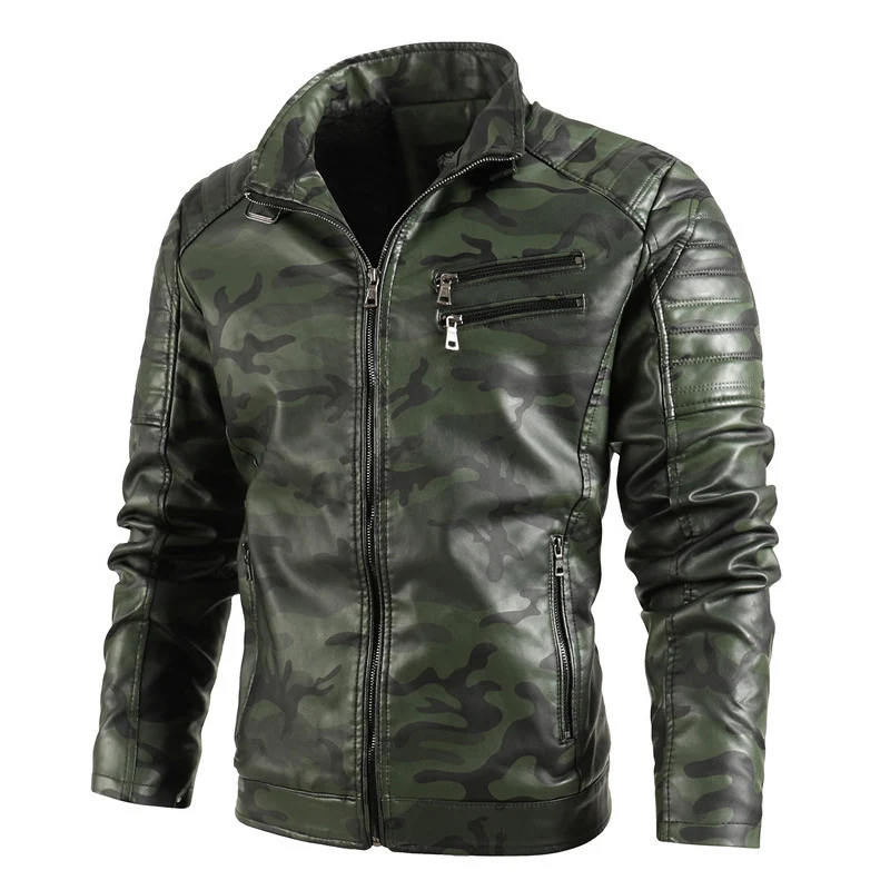 racer jacket Mountainskin Winter Mens Jacket  PU Camouflage Thick Warm Men's Motorcycle Jacket New Fashion Windproof Leather Coat Male  MT202 leather blazer men Casual Faux Leather