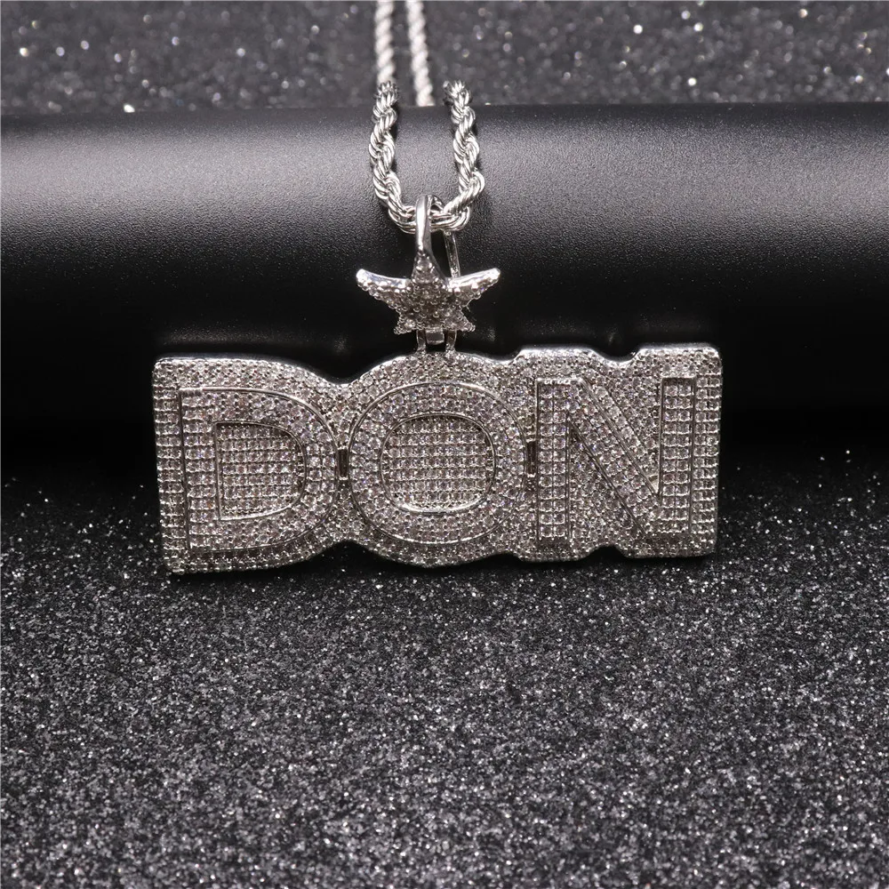 Горячая распродажа мужской хип-хоп леденец bling DON кулон из букв ожерелье s Циркон высокое качество мужской хип-хоп ожерелье Шарм ювелирные изделия