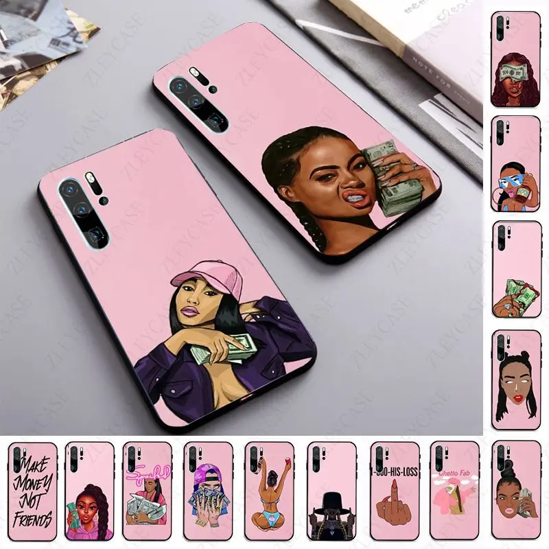 Черный американский чехол для телефона с монетами KDMOJI KASH DOLL huawei p30lite p20 p40lite p10plus