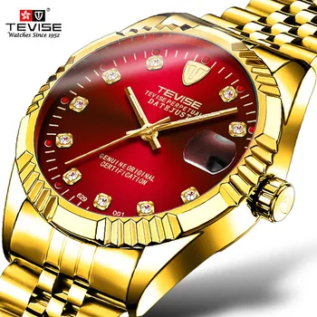 

Tevise Brand Mechanical Watches Automatic Men Mechanical Self Full Stainless Steel Luxury Gold Silver Auto Date Wristwatches 629