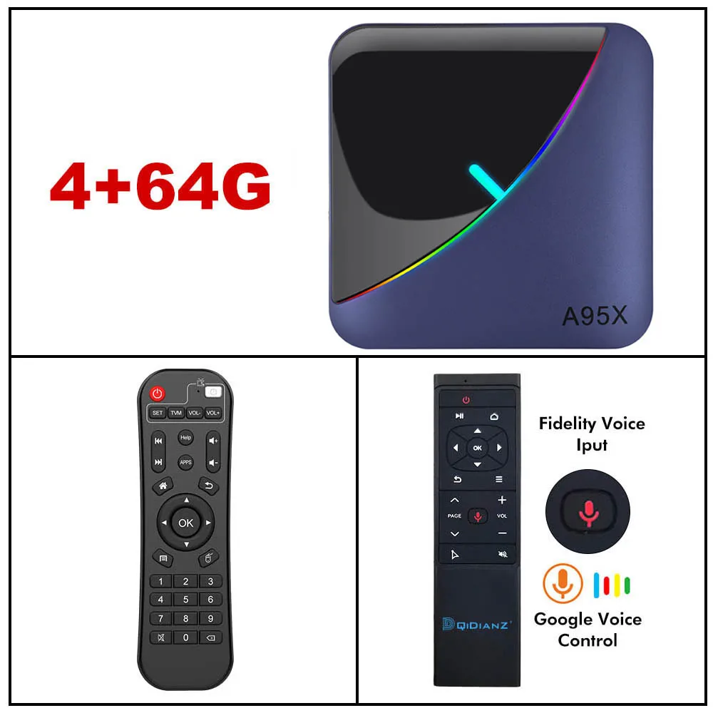 A95X F3 Amlogic S905X3 RGB светильник ТВ приставка Android 9,0 8K 60fps Wifi медиаплеер A95XF3 - Цвет: 4G64G VOICE CONTROL