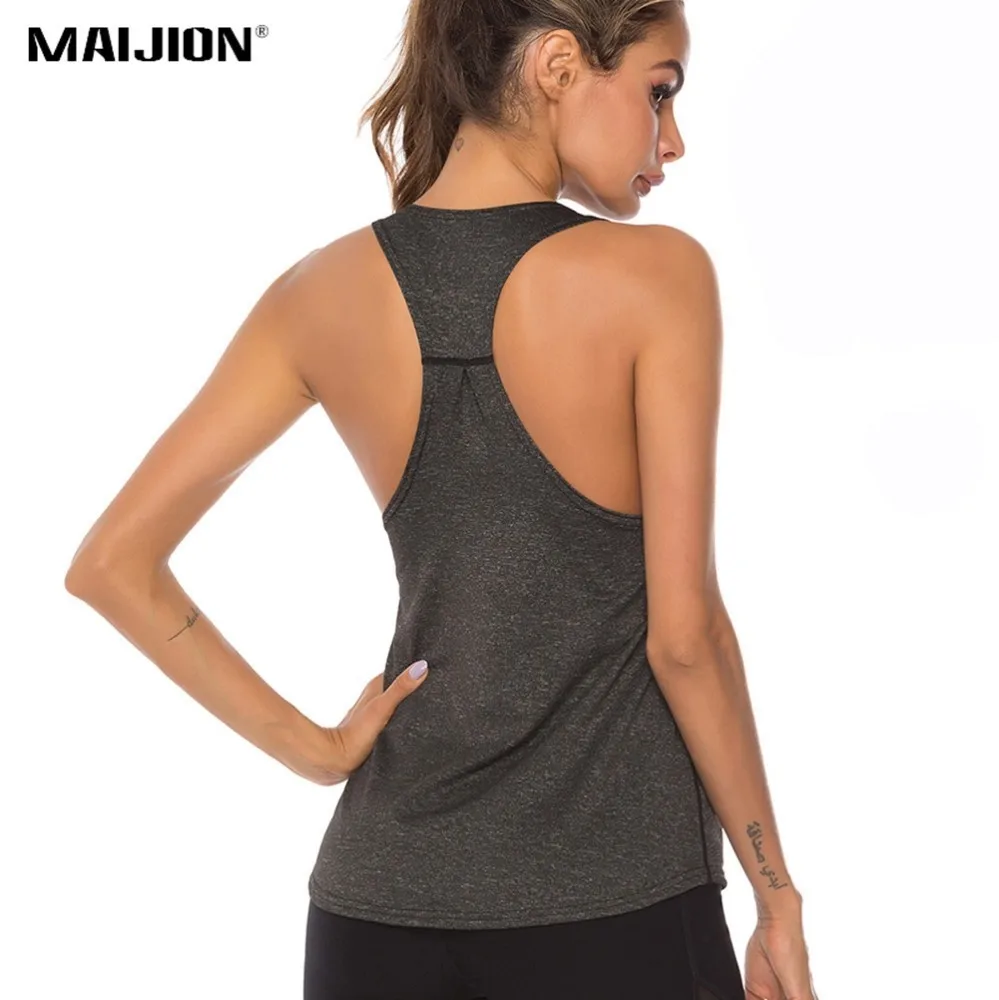 Женская майка для йоги MAIJION быстросохнущая фитнеса бега и занятий спортом без