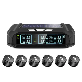 

Solar Truck TPMS 6 Wheels Car Tire Pressure Alarm Monitor System Auto Security Alarm Systems Tyre Pressure Temperature Warning