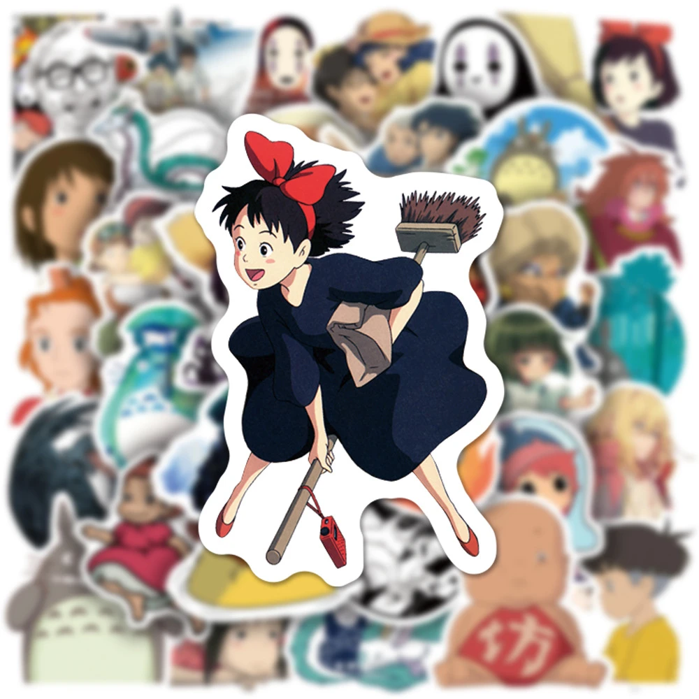 10 50pcs japanese anime stickers ghibli hayao miyazaki totoro spirited away princess mononoke kiki stationery sticker assorted stickers aliexpress
