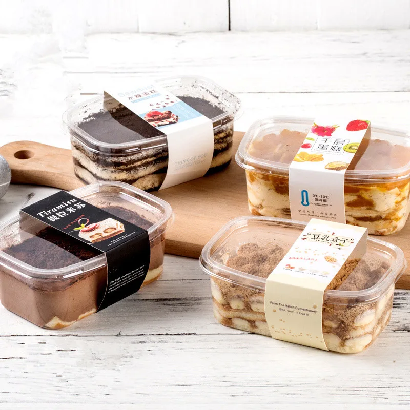 

50pcs High quality transparent salad fruit box 280ml chocolate cake creative dessert takeaway packaing plastic cup with lid