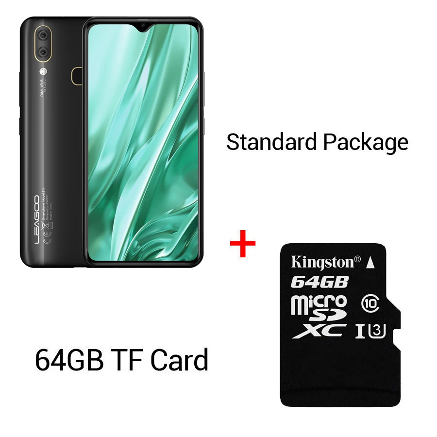 LEAGOO S11 Android 9,0 6," дисплей капли 4 Гб 64 Гб Helio P22 восьмиядерный смартфон 13 МП Двойная камера отпечаток пальца мобильный телефон - Цвет: Black N 64GB Card