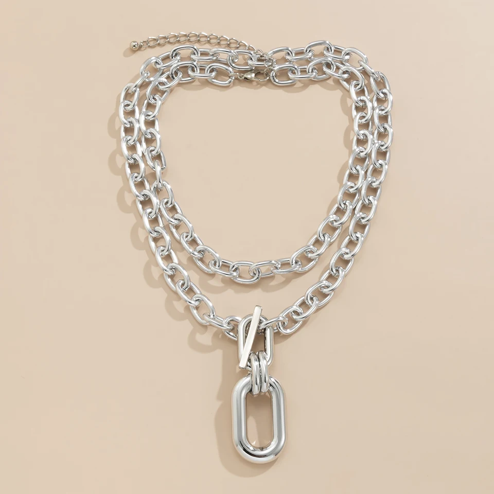 Collana Girocollo WEITING Hip Hop - Doppio Strato Metallico, Con Ciondolo Perla, Stile Streetwear Unisex - Foto 9