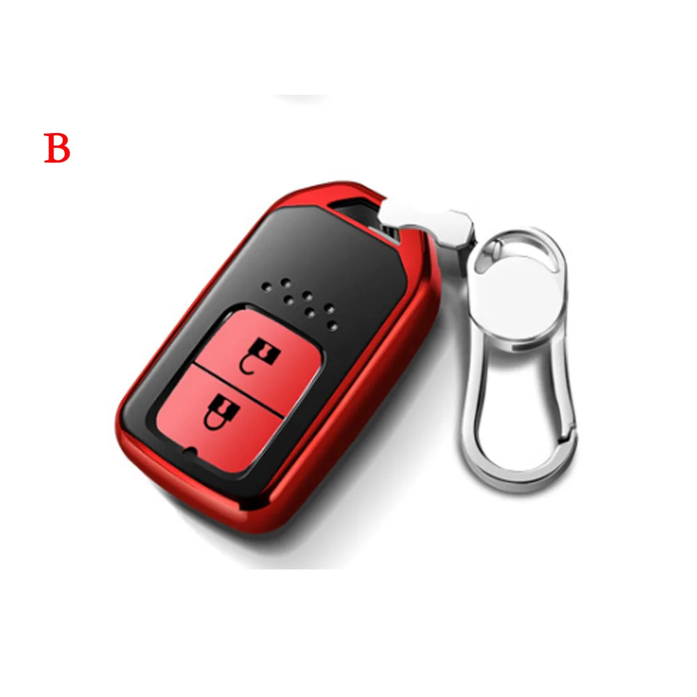 B Red ТПУ чехол для ключей автомобиля ключ чехол оболочка для Smart ключа для Honda Civic CR-V Accord XR-V Spirior 2/3/4 пуговицы автомобильные аксессуары - Название цвета: B Red