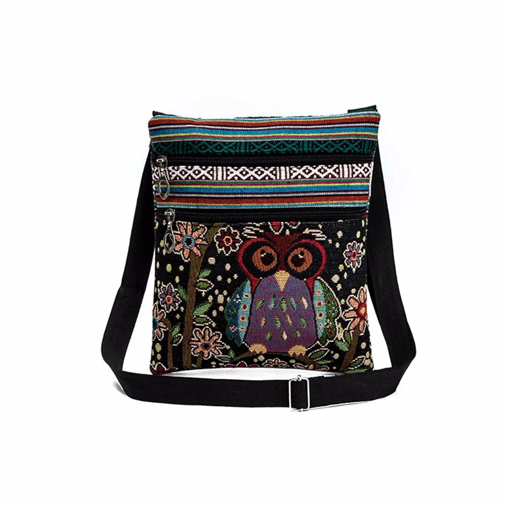 Большая вместительная Холщовая Сумка с рисунком совы, сумки через плечо для женщин, Повседневная дикая сумка для подарка на день рождения, bolso mujer - Цвет: M