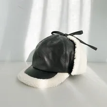 Зимняя женская однотонная бейсбольная Кепка из овечьей шерсти, теплая Кепка с защитой от ушей, лаконичная Повседневная Удобная Кепка
