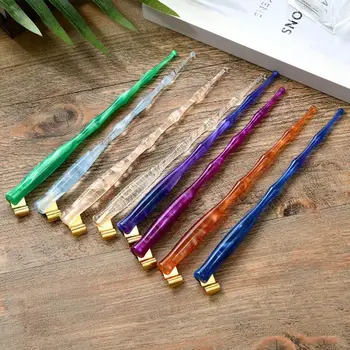 

1Pc Pen Holder Starry Sky English Oblique Calligraphy Scrip Dip Pen Nib Holder Resin Fountain 8 Colors C26