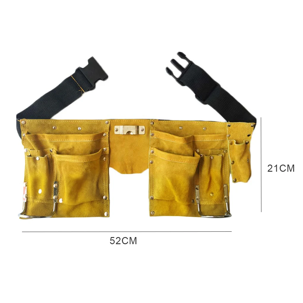 Leather Tool Belt Quick Release Buckle Carpenter Construction Work Apron Tool Storage Pouch Belt technician tool bag