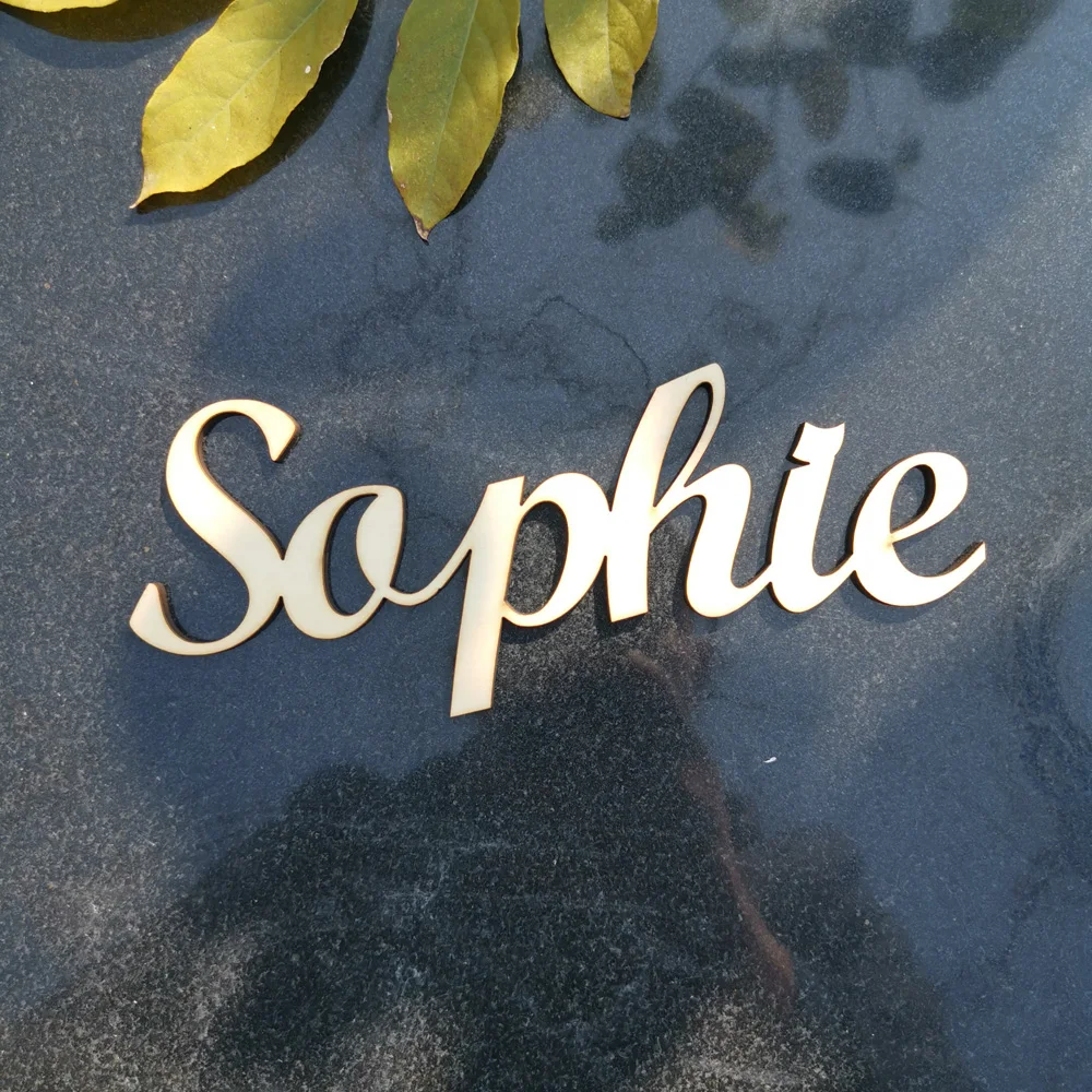 Personalized Wood Name table sign Baby ChildFamily Script Nursery Wall Decor,Custom Children Name sign Wall Decor Wooden Letter (2)