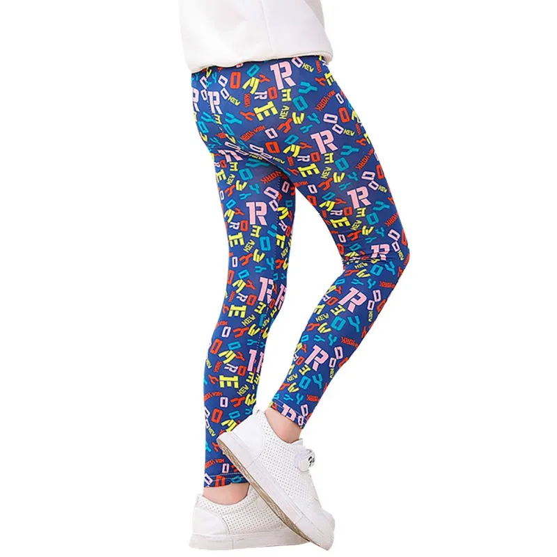 Леггинсы для маленьких девочек детские штаны с цветочным рисунком, буквенным принтом, леггинсы детские милые эластичные брюки - Цвет: 1