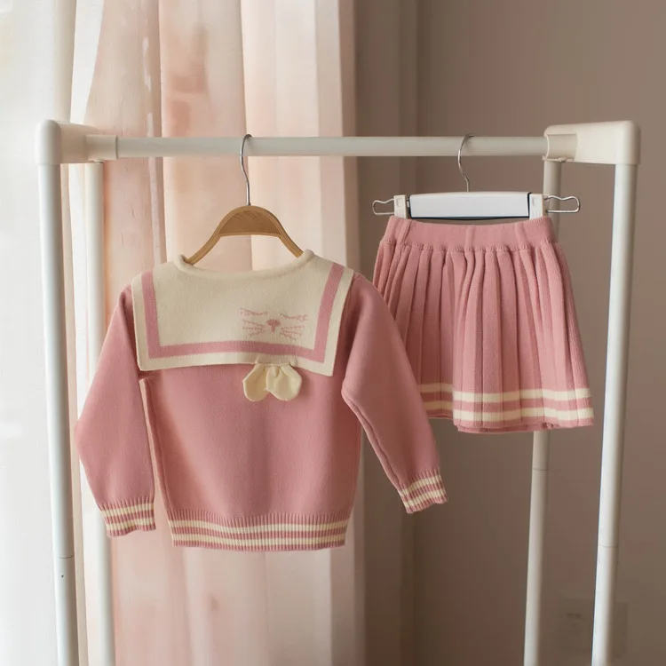 

Female Baby Spring Clothing Set 2019 New Style GIRL'S Sweater Two-Piece Knitted Cardigan 1 a 3-5-Year-Old Infant Small CHILDREN'